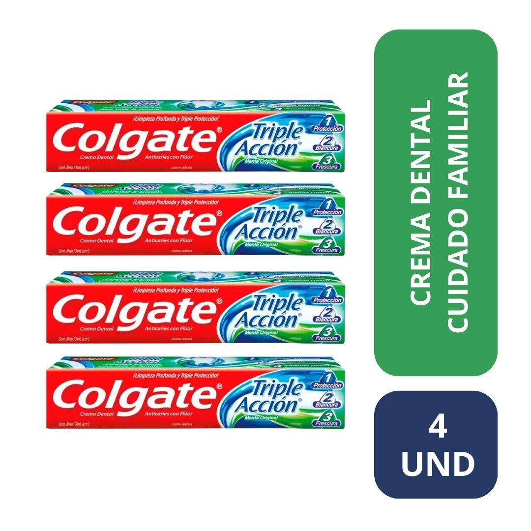 Pack Crema Dental Colgate Triple Acción Tubo 75 Ml 4 Und